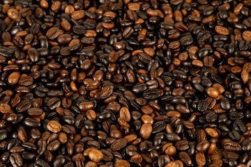 Coffee beans texture background Close Up