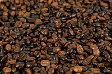 Coffee beans texture background Close Up