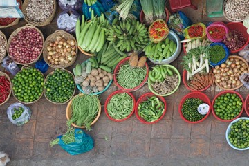 colorful vegetables in a street market, Ho Chi Minh, Vietnam 