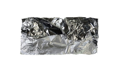 Naklejka premium A piece of aluminum foil isolated on white background. Wrinkled aluminum foil.