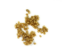 Cooked bulgur wheat isolated on white.