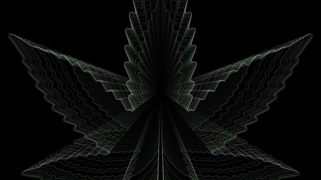 Cannabis weed leaf outline with radio effect. VJ loop.