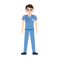 Fototapeta premium Isolated happy doctor cartoon. Doctor icon - Vector