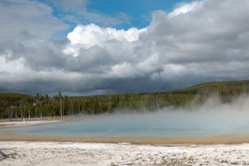 Steaming lake in Yellowstone National Park