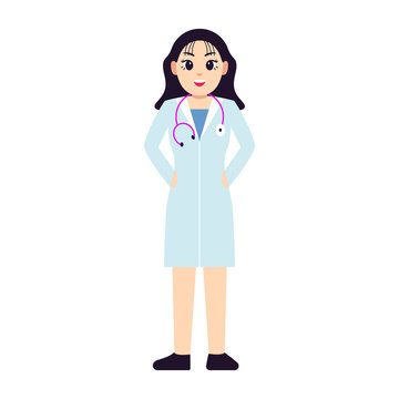 Isolated Woman Doctor Cartoon. Medical Profesional - Vector