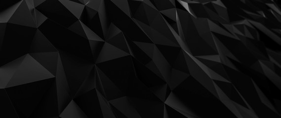 Abstract Black Polygonal Background - 3D Illustration