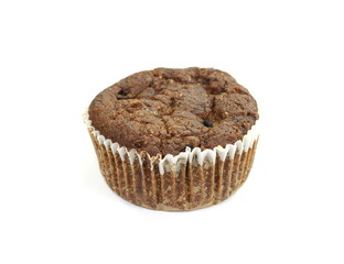 Chocolate muffin isolated on white background