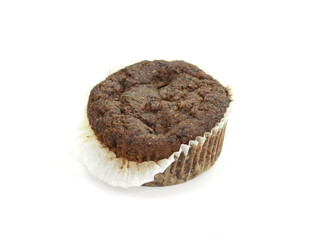 Chocolate muffin isolated on white background