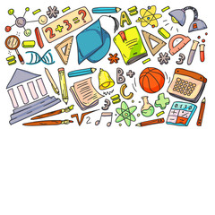 Back to School Supplies. School online e-learning, internet education. College, university.