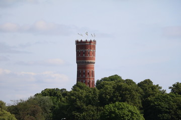 Red water tower in Kalmar, Sweden