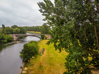 Aerial view of the Victoria bridge near Windsor at the river Thames