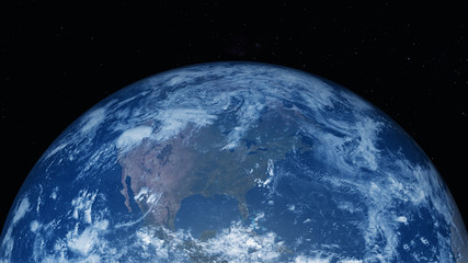 The northern hemisphere of the earth. North America from space. Photo realistic 3D render.