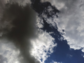 Obraz premium photo of blue sky with white and gray clouds on a summer evening