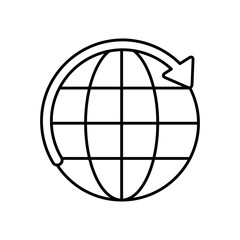 circle arrow around of global sphere icon, line style