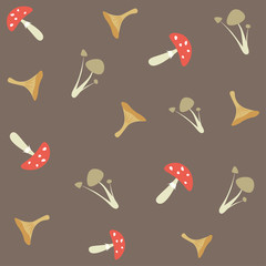 Mushrooms pattern. Hand draw mushrooms set vector