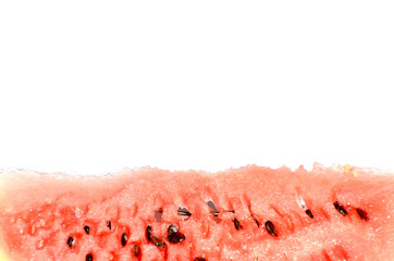 Close-up ripe watermelon isolated on white, delicious berry photo