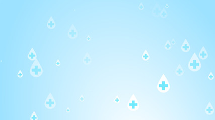 Medical health cross white on blue sanitizer drop pattern background. Abstract healthcare clean and Hygiene concept.
