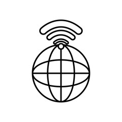 Fototapeta premium global sphere with wifi signal icon, line style