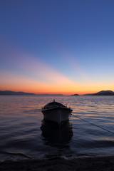 fishing boats on the lake.