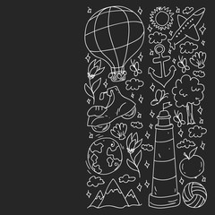 Travel and tourism icons. Traveling pattern