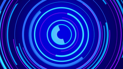 Circle blue neon light technology Hi-tech dark background. Abstract graphic digital future concept design.