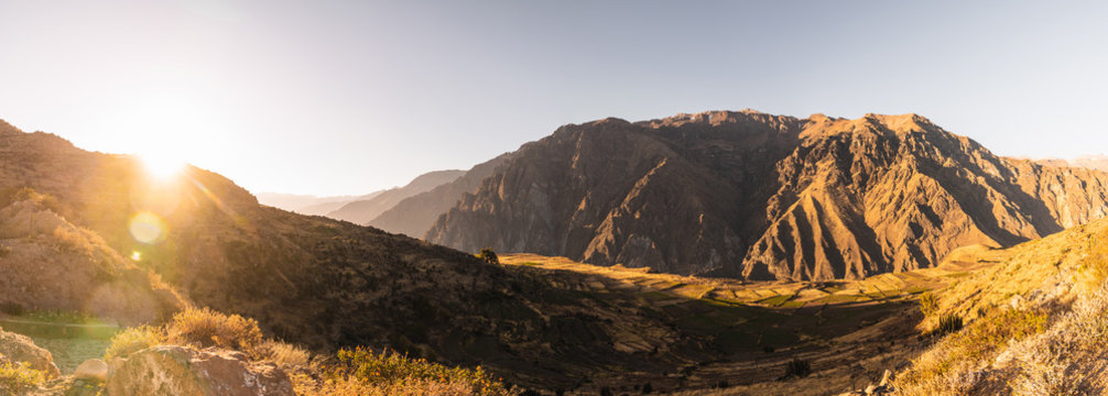 Amazing view of canyon in the andes mountain