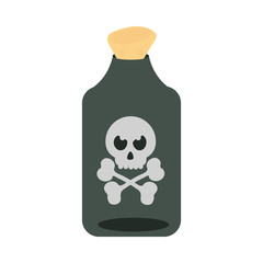 happy halloween, potion bottle with creepy skull trick or treat party celebration flat icon design