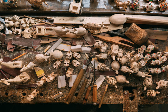 Woodcraftsman workbench in workshop