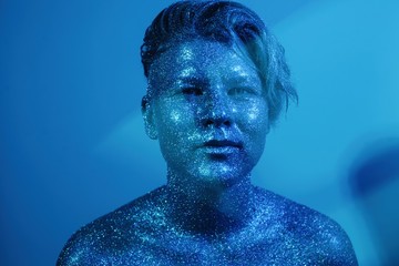 Cosmic sparkling woman portrait