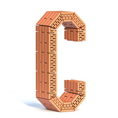 Brick wall font Letter C 3D