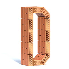 Brick wall font Letter D 3D