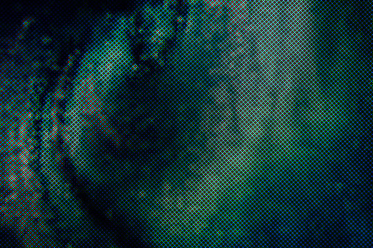 Neon colored space shapes of RGB pixels on modern LCD display