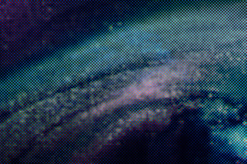 Neon colored space shapes of RGB pixels on modern LCD display