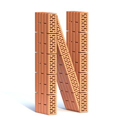 Brick wall font Letter N 3D