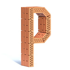 Brick wall font Letter P 3D