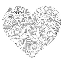 Online school, internet e-learning. Kindergarten and school.