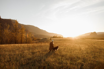 Woman walking her dog