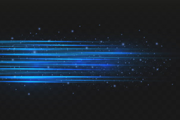 Abstract blue laser beam. Transparent isolated on black background. Vector illustration.the lighting effect.floodlight directional