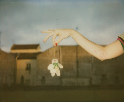 Old Polaroid photo of Christmas decoration