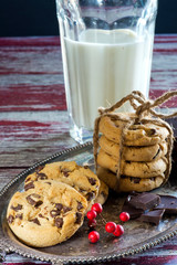 cookies with milk close-up