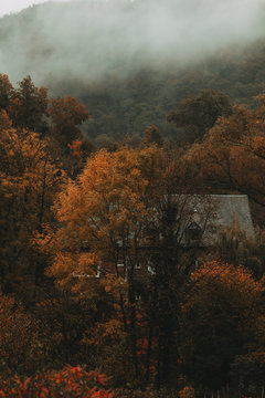 Old house in fall scenery
