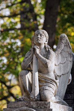 Lychakiv cemetery sculpture in Lviv, Ukraine