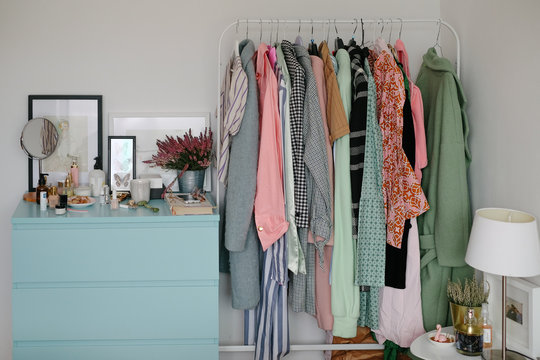 Clothing Rack in a Bedroom
