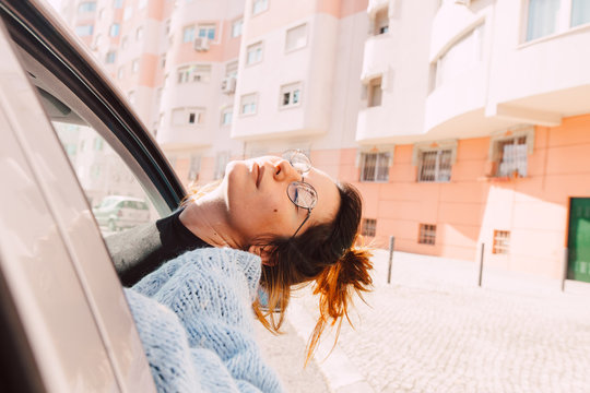 breathing the air from the car.