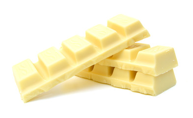 white chocolate pieces isolated on a white background