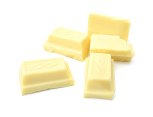 white chocolate pieces isolated on a white background