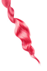 Pink shiny hair on white background, isolated