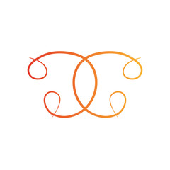 decorative swirls crossed, flat style