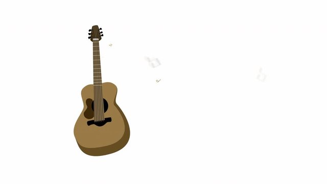 4k cartoon of comic guitar isolated on white background.