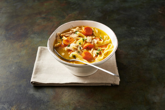 Bowl of FODMAP Chicken Noodle Soup